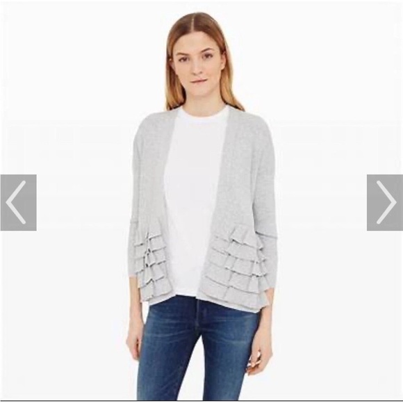 Club Monaco Women's Gray Ruffle Open Front Cardigan Size XS/S Feminine - Picture 1 of 10